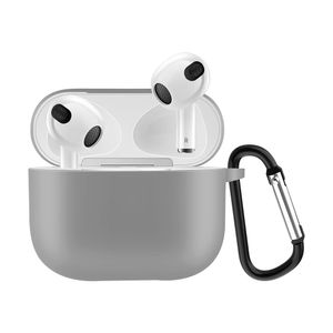 Hülle für Apple AirPods 3 Silikon Case Cover Etui Bumper Schutzhülle Tasche Grau
