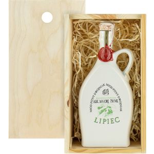 Lipiec Dwójniak-Halber (Keramik) Geschenkset in einer leichten Holzbox | 750ml | 16% Alkohol Metwein | Polnische Produktion