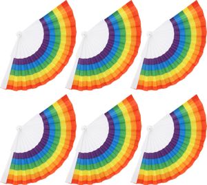 6ks Farebný skladací ventilátor Manuálny plastový skladací ručne vyrobený dekorácie Party Craft Supplies