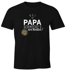 Herren T-Shirt Bei Papa Opa schmeckt`s am besten grillen kochen BBQ Fun-Shirt Moonworks® Papa 3XL