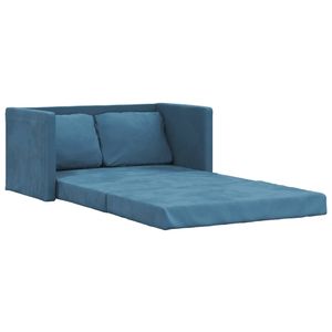 vidaXL Bodensofa mit Schlaffunktion Blau 122x204x55 cm Samt