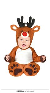 Rentier-Kostüm Weihnachtskostüm für Babys braun-weiss-rot
