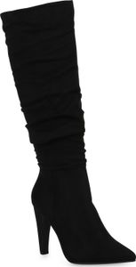 Mytrendshoe Damen High Heels Stiefel Leicht Gefütterte Stiletto Slouch Boots 832078, Farbe: Schwarz, Größe: 37