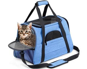 Hunde Transporttasche Reisetasche Hund, Katze, Haustiere - 12 kg, Reise-Tragetasche, Handgepäck Größe, atmungsaktiv, komfortabel, handlich, (blau)