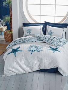 L'Essentiel Linge de Maison, Star - Dark Blue, zestaw poszewek na kołdrę Ranforce Four Seasons, 100% bawełna RANFORCE, ciemnoniebieski, 180 x 230 cm