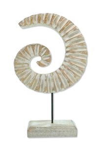 Holz Skulptur Muschel 19 x 31cm weiß-braun Dekofigur Tisch-Deko Maritim Mediterran Meeresdeko