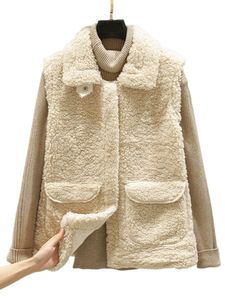 Frauen Mit Pockes Sherpa Mantel Urlaub Fuzzy Fleece Outwear Baggy Lapel Weste Coat (Ohne Shirt)