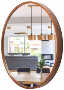 Badspiegel Wandspiegel Runden LEJA Ø80 cm mit Holzrahmen WALNUSS – höchste Qualität und Design für stilvolle Innenräume