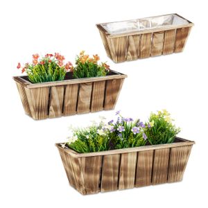 relaxdays Blumenkasten Holz 3er Set