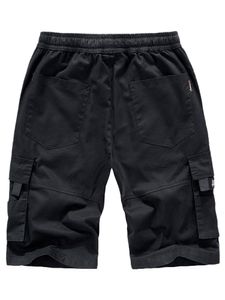 Herren mit Taschen Cargo Shorts Mode Vielseitig Strandshorts Freizeit Gerade Beinböden Schwarz,Größe 8XL