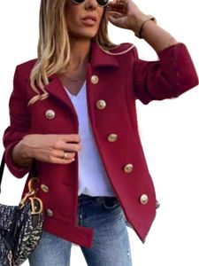 Damen Button Jacke Langarm Open Front Cardigan Mantel Winter Casual Blazer,Farbe: bordeaux,Größe:L