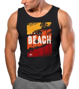 Herren Tank-Top Sommer Venice Beach Surfing Motiv Aufdruck Strand Palmen Fashion Muskelshirt Neverless® schwarz L