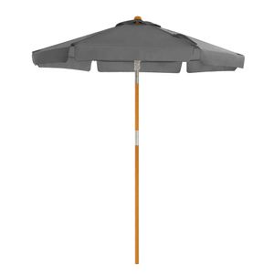 SONGMICS Sonnenschirm aus Holz丨Gartenschirm Ø 200 cm丨Schirmmast und Schirmrippen aus Holz丨UV-Schutz bis UPF 50+丨ohne Ständer丨grau GPU201G01