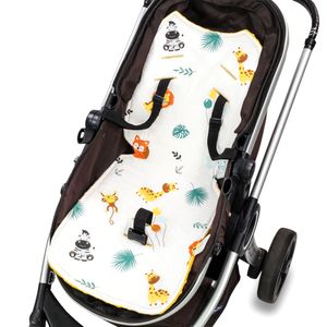 Sitzauflage für Baby Kinderwagen Kissen Buggy Polster Einlage Antischwitzauflage Kindersitzauflage Gelb Minky und Baumwolle mit Safaritiere Motiv