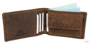 Brown Bear Herren-Minigelbörse aus Echtleder Modell 8006-B, Braun-Vintage