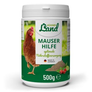 HÜHNER Land Mauserhilfe für Geflügel 500g I Futterergänzung für Hühner, Vitamin B, Gefieder und Stoffwechsel, natürliches Hühnerfutte