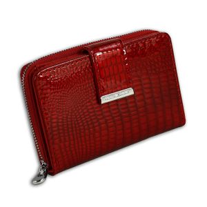 Jennifer Jones RFID Blocker peněženka z pravé kůže croco look dámská peněženka červená 9x3x12cm včetně přívěsku víly D2OPJ711R