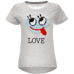 BEZLIT Mädchen Wende Pailletten T-Shirt mit Herz-Motiv Grau 98
