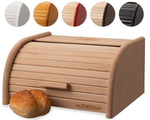 FALKENBERGER Brotkasten aus Buchenholz ca. 32x25x16cm M Rollbrotkasten traditionell Brotbox mit Roll-Deckel Handmade