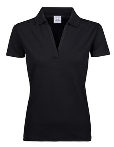 Damen Polo Womens Luxury Stretch V-Neck Polo - Farbe: Black - Größe: S