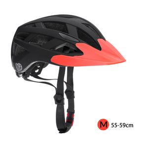 Spielwerk Fahrradhelm Kinder S-M LED Verstellbar 50-57cm Visier 3-13 Jahre BMX Mountainbike Schutzhelm CE-zertifiziert Insektenschutz, Farbe/Größe:Schwarz-Orange M