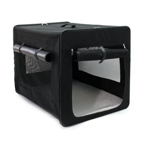 Fudajo Faltbare Transportbox für Hunde, Katzen XXL (106x71x81cm), robust, leicht, sicher, Hundebox mit entnehmbarem Kissen, Schwarz