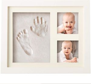 Baby Handabdruck und Fußabdruck Set, Gipsabdruck Baby Hand und Fuß mit Echtholz Bilderrahmen- Perfekte Geschenkidee für Kleinkinder, Mütter und Väter, Erinnerungen für die Ewigkeit
