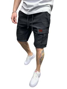 Herren Shorts Baumwolle Cargo Pocket Relax Fit Sommer Sporthosen Beachwear Kurze Hose Schwarz,Größe M