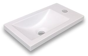 Waschbecken Waschschale Aufsatzwaschbecken Aufsatzwaschtisch Waschtisch Handwaschbecken Gästebad 40 x 22.5 cm Mineralguss Weiß 4022