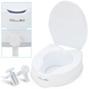Fiqops Toilettensitzerhöhung Sonstiges Hygienezubehör Toilettenhilfen 10 cm Toilettensitz mit Deckel WC-Aufsatz