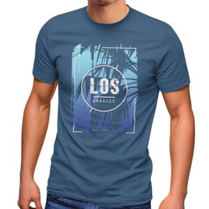 Herren T-Shirt Los Angeles Retro 80er Style Palmen USA Amerika Sunset Boulevard Fashion Streetstyle Neverless® denim-blau XXL