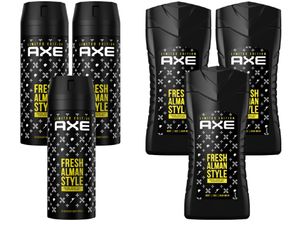 AXE Fresh Alman Style Limited Edition im Set 3x Deo + 3x Duschgel | Männerdeo Deodorant Bodyspray + 3in1 Duschgel Showergel Shampoo