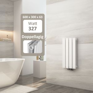 EMKE grzejnik dwuwarstwowy panelowy 600x300mm biały Grzejnik łazienkowy 327 W grzejnik panelowy z podłączeniem środkowym