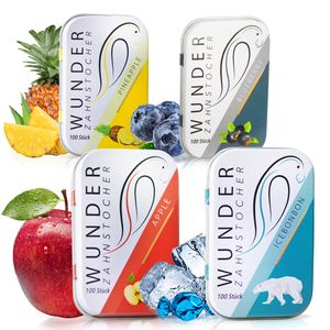 Wunder Zahnstocher - DS Set - Starter Pack - Ananas, Blaubeere, Apfel, Eisbonbon , Geschmack:Apfel/Ananas/Blaubeere/Eisbonbon