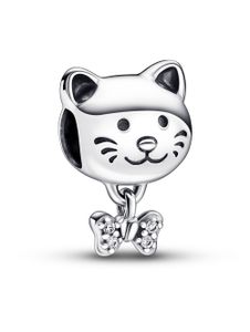 Pandora 792255C01 Silber Charm Haustier Katze mit Schleife