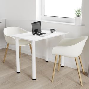 60x50 | Esszimmertisch - Esstisch - Tisch mit WEIßEN  Beinen - Küchentisch - Bürotisch | WEISS