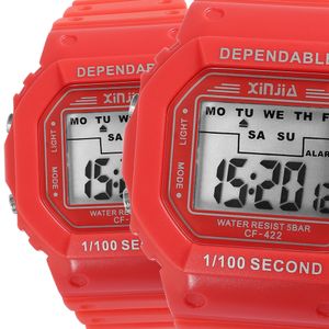 Sportliche Digital Herrenuhr Rot Silikon Alarm Chrono 5ATM Quarz