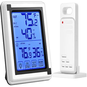 Funk Wetterstation mit Außensensor Funkwetterstation Digital Thermometer Wettervorhersage LCD Sensor Hygrometer Barometer Innen und Außen 60m Retoo