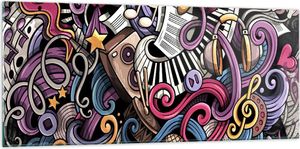 Bilder auf glas - Graffiti modern - 120x50cm - Glasbilder - Wandbilder - Kunstdruck - zum Aufhängen bereit - Wanddekoration aus Glas - Glas Bilder - Wandbild auf Glas - Einteilig - GAB120x50-4015