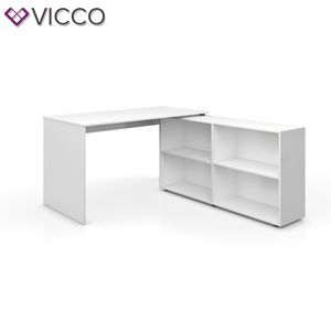 Vicco Flexplus rohový stôl biely 137 x 75,4 x 60 cm odvodený drevený výrobok
