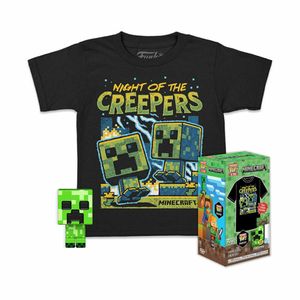 Funko Pocket Pop! T-Shirt (Kind): Minecraft — Blue Creeper (leuchtet im Dunkeln), Figur-T-Shirt aus Vinyl (L)