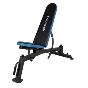 THUNDER® Hantelbank | LIFT | Bis 120kg | Blau | Belastbar | Flachbank & Schrägbank | Trainingsbank | Fitnessbank-für-Zuhause | Bauchtrainer |