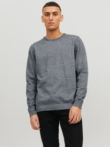 JACK & JONES Strickpullover JJEBASIC KNIT Rundhalspullover , Farbe:Navy Blazer Twisted wi  / Blau Weiss, Größe:M