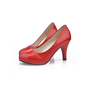 Damen High Heels Rund Zehen Freizeit Pumpen Komfort Dress Schuhe Hochzeit Schuh  Rot,Größe:EU 39