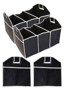 2x faltbare Kofferraumtasche, Kofferraum-Organizer, Autotasche, Faltkorb, Polyester, schwarz mit verstärkten Griffen 55 cm x 35 cm x 30 cm