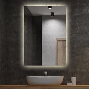 Badspiegel mit Beleuchtung Badezimmerspiegel LED - 60 cm x 40 cm - (Warmweiß 3000K）