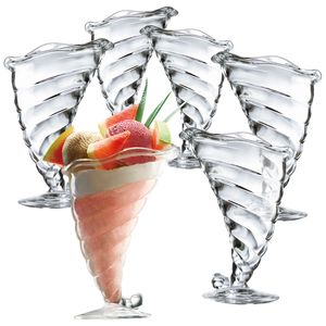 Bormioli 6er Set Fortuna Eisbecher mit Fuß 200ml Klar-Glas Dessert-Gläser Schale