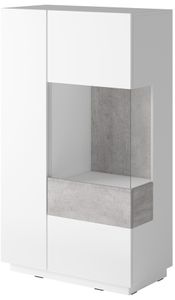 Geschirrschrank Andrea mit 2 Türen, Weiß und Beton, 139cm