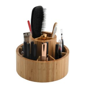 MSV Kosmetikorganizer "Isalys" mit vielen Fächern Aufbewahrungsbox für Make Up und Schmuck 20x15,3cm Bambus drehbar