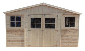 Gerätehaus, Gartenschuppen, Gartenhaus - 4 x 2 Meter - aus Holz / Blockbohlen - inkl. Dachpappe - Satteldach